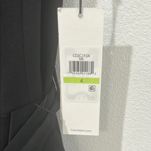 Calvin Klein Black Asymmetrical Faux Wrap Cocktail Dress - Picture 4 of 4